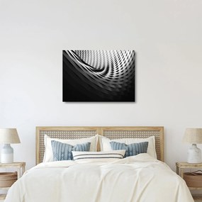 Abstraktný sklenený obraz - čiernobiela špirála (70x50 cm)