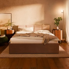 Manželská posteľ BORGO Velvet 140×200 cm svetlosivá