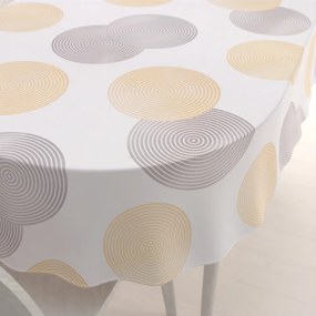 Biante Zamatový oválny obrus Tamara TMR-023 Žlté a sivé designové kruhy na smotanovom 100x140 cm