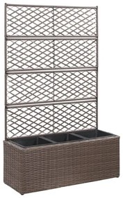 vidaXL Kvetináč s mriežkou, 3 nádoby 83x30x130 cm, polyratan, hnedý-