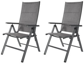 Livarno home Hliníkové kreslo Toronto s vysokým operadlom, antracitové, 2 kusy  (100385922)