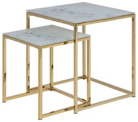 Alisma set konferenčných stolíkov biela / zlatá