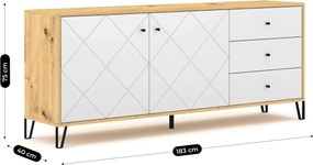 Vintino Komoda CELIA – 183 cm, dub Artisan/biela