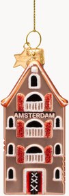 Ručne fúkaná vianočná ozdoba Amsterdam Canal House