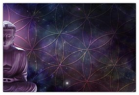 Obraz - Budha s kvetmi života (90x60 cm)