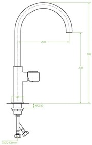 Laveo Pretto, vysoká drezová batéria h-395, chrómová, LAV-BAO_068D