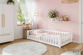Detská Montessori posteľ z masívu borovice BETTY - 160x80 cm - BIELA