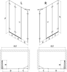 Mexen Lunar-F, pravé sklápacie sprchové dvere 110 cm, 8mm číre sklo, oceľový profil, 836S-110-050-97-00-P