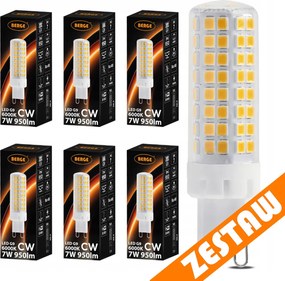 SADA 6 x G9 LED žiarovka 7W 950lm 6000K - studená biela