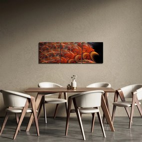 Obraz - Abstraktná imitácia peria (s hodinami) (90x30 cm)