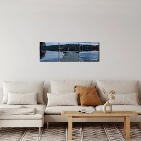 Obraz - Mólo na jazere (s hodinami) (90x30 cm)