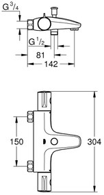 GROHE 34754000 - Termostatická vaňová batéria GROHTHERM 800 DN 15 lesklý chróm