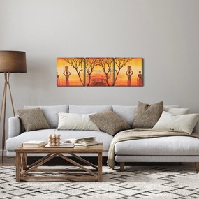 Obraz - Africká savana (s hodinami) (90x30 cm)