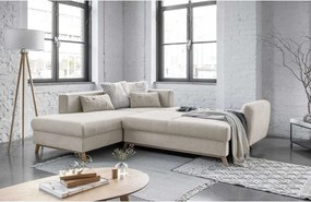 Béžová rozkladacia rohová pohovka Miuform Scandic Lagom L, ľavý roh