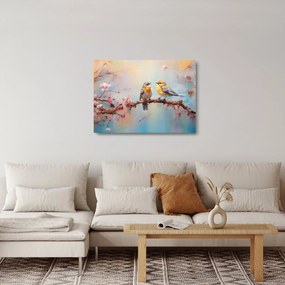 Sklenený obraz - Zamilovaní vtáčiky (70x50 cm)