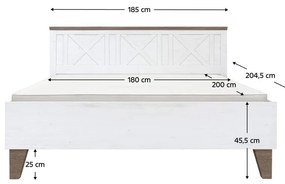Manželská posteľ 180 cm Telegrafo (borovica canyon + dub sonoma truflový) (s roštom). Vlastná spoľahlivá doprava až k Vám domov. 1116513