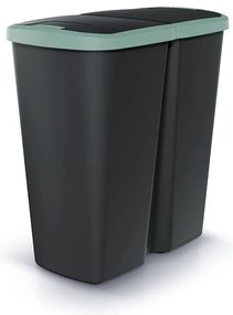 Odpadkový kôš DUO čierny, 45 l, zelená / čierna