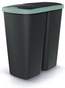 Odpadkový kôš DUO čierny, 45 l, zelená / čierna
