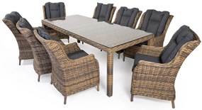 Záhradná jedálenská súprava KINGSTON 230 žltosivá s tmavosivými poduškami