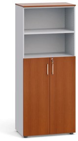 Kancelárska skriňa PRIMO 2023, dvere na 3 poschodia, 800 x 420 x 1781 mm, sivá / čerešňa