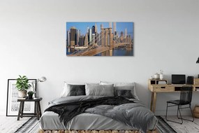 Obraz na akrylátovom skle Bridge mrakodrapy river 125x50 cm