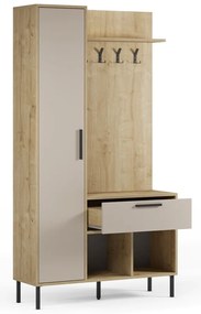 Predsieňová zostava v dekore duba v krémovo-prírodnej farbe 108x195x35 cm Heidy – Marckeric