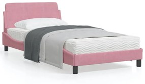 Rám postele s čelom ružový 100x200 cm zamat 373137