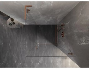 Mexen Lunar-B L výklopný sprchový kút pravý 100 x 100 cm, číre sklo, medená matná, 832L-100-100-65-00-P