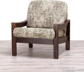 Bielastické poťahy MARMO béžové kreslo s drevenými rúčkami (š. 40 - 70 cm)