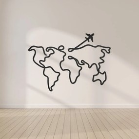 Dizajnová drevená mapa sveta na stenu | WorldLines: Preglejka Topoľ  - bez povrchovej úpravy 54 x 38 cm 4259-82818 PR0496