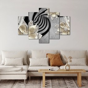 Obraz - 3D zlaté kvety (150x105 cm)