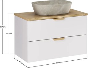 Závěsná skříňka Aster Nature Anna s deskou a umyvadlem 80 cm bílá/dub cremona