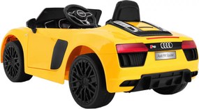 Ramiz Elektrické autíčko Audi R8 Spyder pre deti žlté + diaľkové ovládanie + EVA + pomalý štart + rádio MP3 + LED
