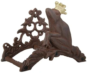 Liatinový nástenný držiak na záhradnú hadicu Frog, 25,5x20 cm, hnedá