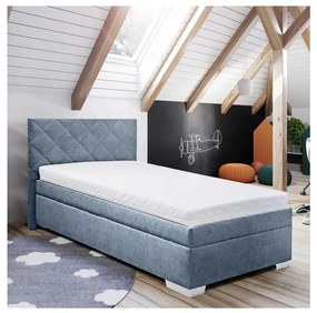 Čalúnená posteľ LANA 90x200 cm s úložným priestorom a matracom, modrá