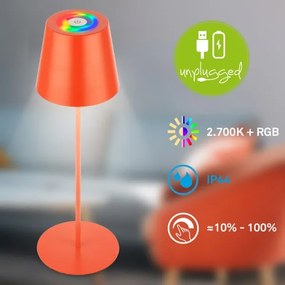 Briloner 7510012-LED RGB Stmievateľná stolná lampa CALIDA 2,5W/5V IP44 1200mAh oranžová