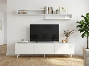 TV stolík MIYA 150 cm s nástennou policou, biely