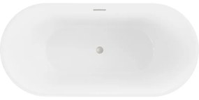 Mexen Luna, voľne stojaca vaňa 150 x 75 cm, biela, brúsená oceľ prepad, 52031507500-97
