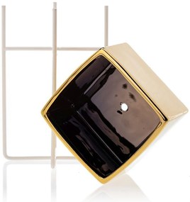 KERAMICKÝ KVETINÁČ SO STOJANOM MIZU 20,5X12 CM ZLATÁ/BIELA