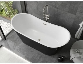 Mexen Montana, voľne stojaca vaňa 180 x 90 cm, biela-čierna, brúsená oceľ prepad, 52011809075-97