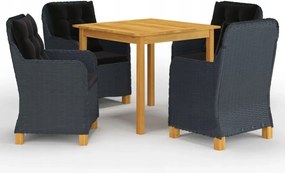 vidaXL 5-dielna záhradná jedálenská súprava tmavosivá