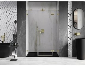 Mexen Lunar, pravé otočné sprchové dvere 150 cm, 8mm číre sklo, zlatý matný profil, 834S-150-050-55-00-P