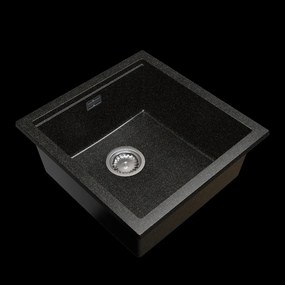 Gamma Decor 4850, 1-komorový granitový drez 480x500x215 mm, čierna so zlatými bodmi, GMA-ZLE000164