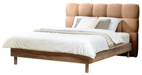 Svetloružová čalúnená dvojlôžková posteľ s roštom 180x200 cm Kumo – Bobochic Paris