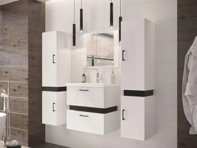 Kúpeľňový nábytok Torvaldi II, Sifón: bez sifónu, Umývadlo: nie, Farby: biela / biela + čierny mat