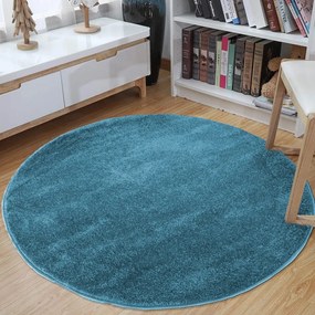 Jednofarebný okrúhly koberec modrej farby Šírka: 100 cm | Dĺžka: 100 cm
