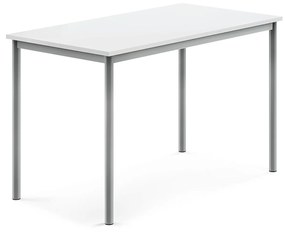 Stôl BORÅS, 1200x700x760 mm, laminát - biela, strieborná
