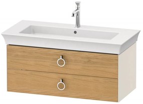 DURAVIT White Tulip závesná skrinka pod umývadlo, 2 zásuvky, 984 x 458 x 410 mm, dub prírodný masív/nordická biela vysoký lesk, WT43520H5H4