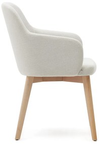 Krémovobiele čalúnené jedálenské kreslo s podrúčkami Nelida – Kave Home