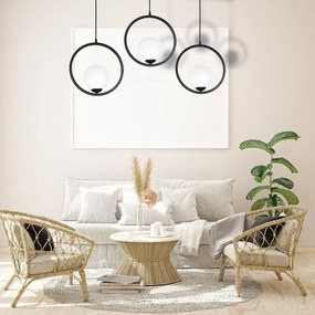 Závesné svietidlo Boston, 3x biele sklenené tienidlo, b